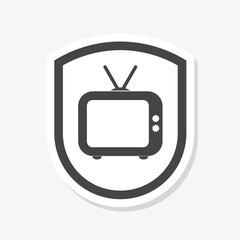 Naklejka premium TV on Shield logo sticker isolated on gray background