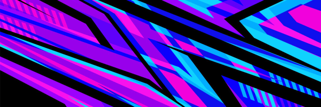 Delivery van vector design. Car design development for company. Bright colored abstract stripe racing background kit designs for wrap vehicle, race car, rally, adventure and livery.