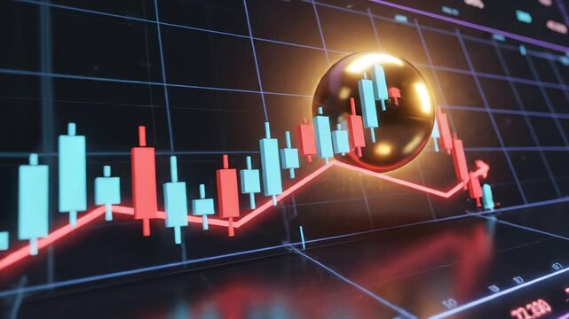 Stock market chart with candlesticks symbolizing corporate success and visionary leadership