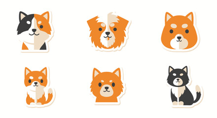 Obraz premium Collection of Adorable Dog Faces in Cartoon Style.