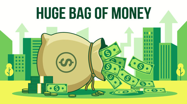 A huge bag of money spilling out.