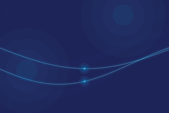 Abstract blue wave with glowing orbs and subtle grid patterns