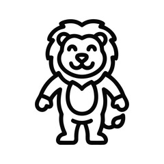 Fototapeta premium Cute Line Art Standing Lion Animal Character Icon