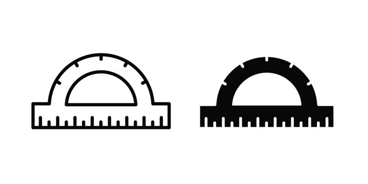 Protractor icon - web black vector design.