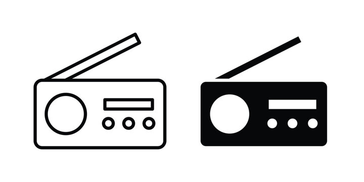 Radio icon - web black vector design.