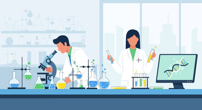 Scientists in Lab Performing Research and Experiments