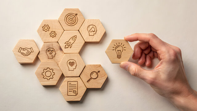 Design Thinking Process Wooden Block Concept