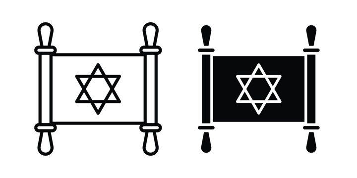 Scroll Torah icon - web black vector design.