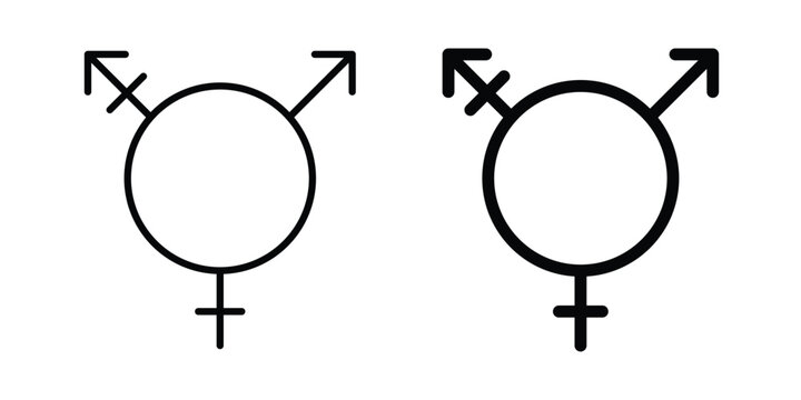 Transgender icon - web black vector design.