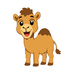Fototapeta premium Cute camel cartoon vector icon with funny expressions and adorable desert animal character.