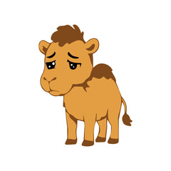 Fototapeta premium Cute camel cartoon vector icon with funny expressions and adorable desert animal character.