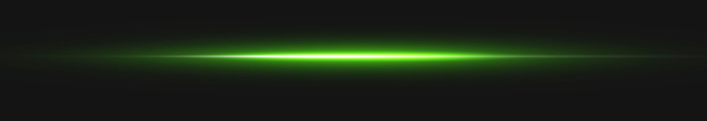 Vibrant green neon light streak and horizontal lens flare on black background © LILIIA SMIRNOVA
