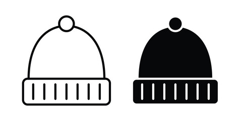 Winter hat icon - web black vector design. © Hestia
