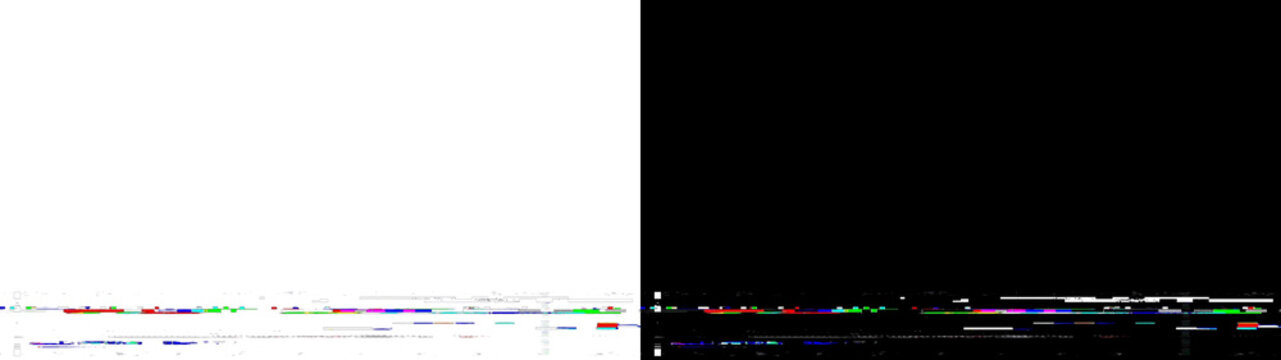Minimalist digital glitch footer strip with colorful pixels isolated on transparent background