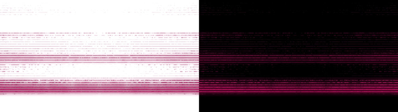 Minimalist pink horizontal scanlines with digital interference and signal noise isolated on transparent background