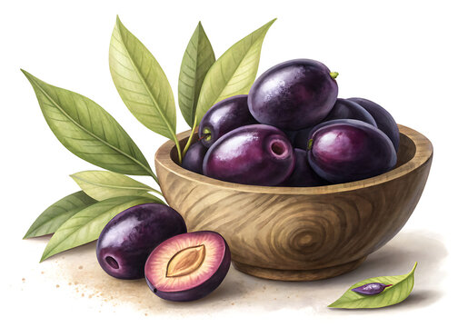 Organic Indian Blackberry in Wooden Bowl