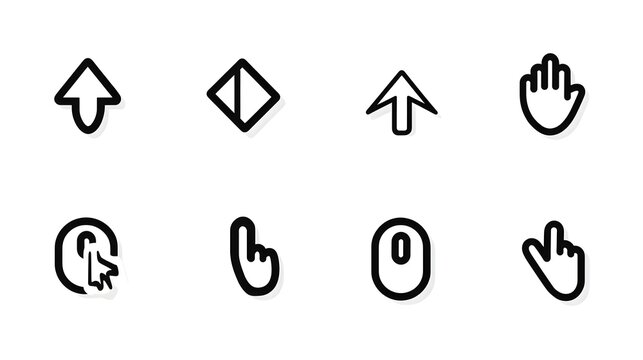 Cursor mouse click icon set. Click arrow icons, computer mouse click cursor icons, vector illustration eps file Stock Vector