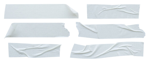 Fototapeta premium White adhesive paper tape set isolated on white background