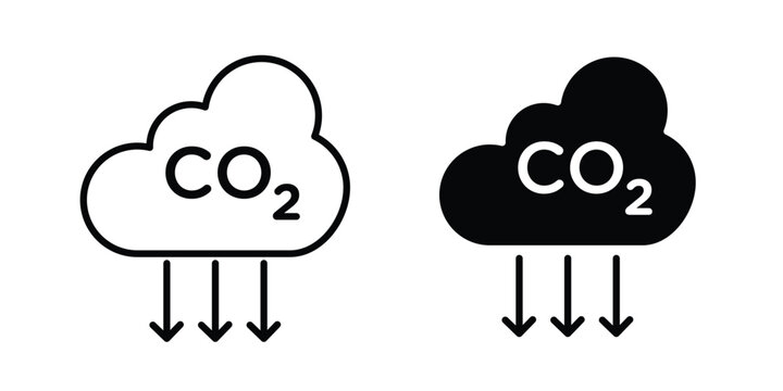 carbon reduction icon line, outline and flat vector elements