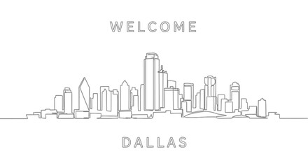 Obraz premium Welcome Dallas - Modern Line Art Skyline Illustration