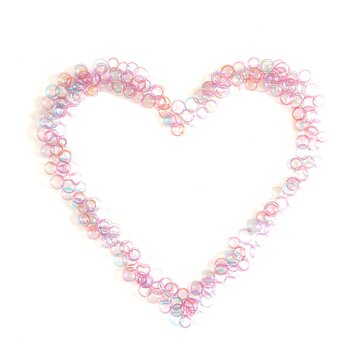 Heart Shape Made of Colorful Bubble Rings Isolated on White Background Creative Love Concept
