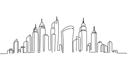 Fototapeta premium Minimalist Skyline Silhouette, Urban Architecture Abstract
