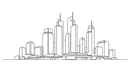Fototapeta premium Minimalist Urban Skyline Silhouette - Line Art Architecture