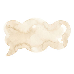 Fototapeta premium A watercolor-style speech bubble illustration with soft, organic edges, rendered in a gentle beige hue on a clean white background
