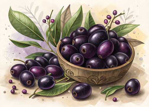 Freshly Harvested Jamun Fruits Background