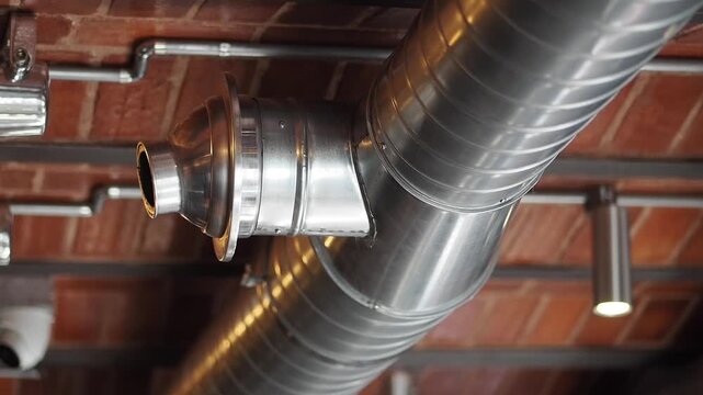Metal duct work shown inside a building