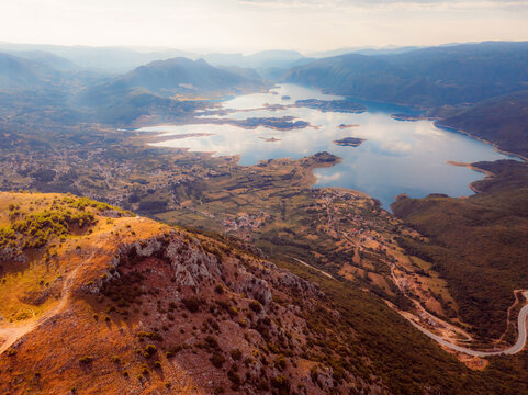Aerial view of Rama lake or Ramsko jezero in Bosnia and Herzegovina