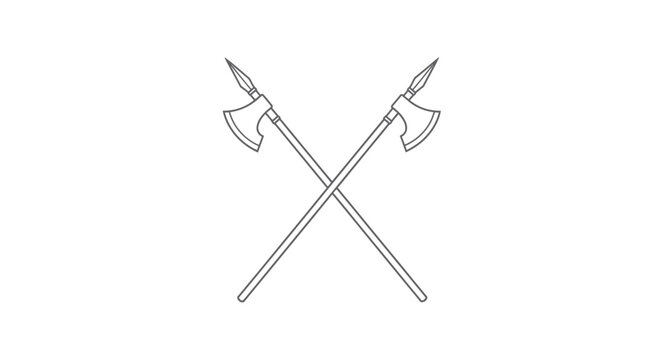 Medieval Crossed Halberds Weapons Symbolizing Strength and History