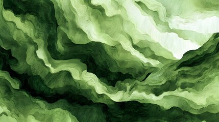 Obraz premium Soft abstract watercolor background with organic green textures and fluid brush strokes. Hand painted digital illustration inspired by natural landscapes, suitable for branding, packaging