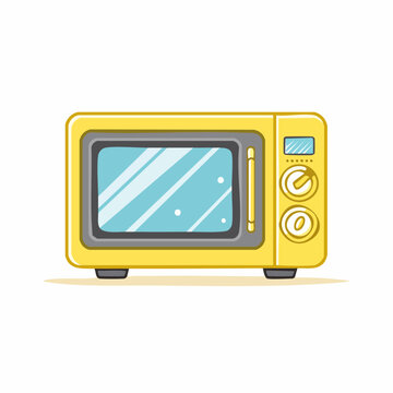 Yellow Microwave Oven Illustration