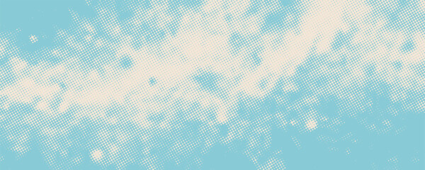 Retro sky pattern. Abstract halftone grunge texture background image. Line art vintage vector background. Blue sky in engraving style. © Zainabun