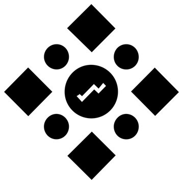 Pairs trading correlation icon black filled symbol of financial analysis and market relationship representing statistical arbitrage and investment strategy