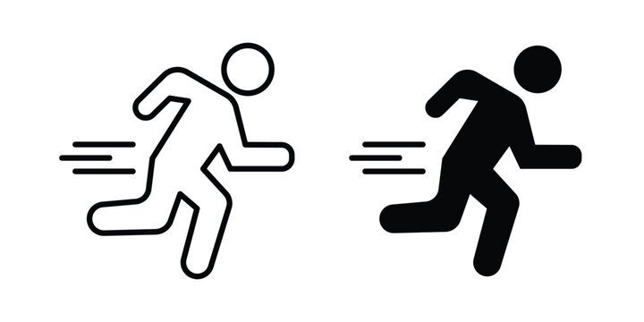 Man fast run icon line, outline and flat vector elements