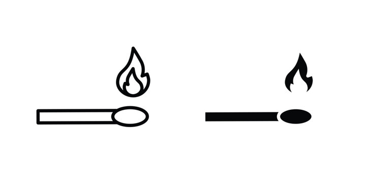 matchstick icon line, outline and flat vector elements