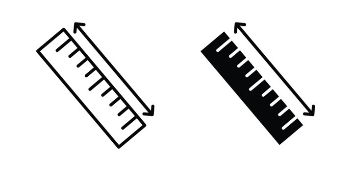 Measurement ruler icon line, outline and flat vector elements