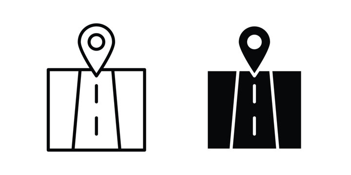Navigation road trip icon line, outline and flat vector elements