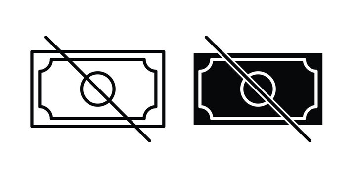 No money icon line, outline and flat vector elements