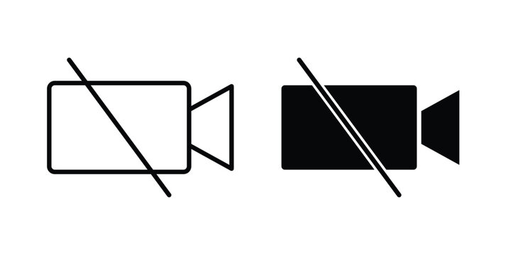 No recording icon line, outline and flat vector elements