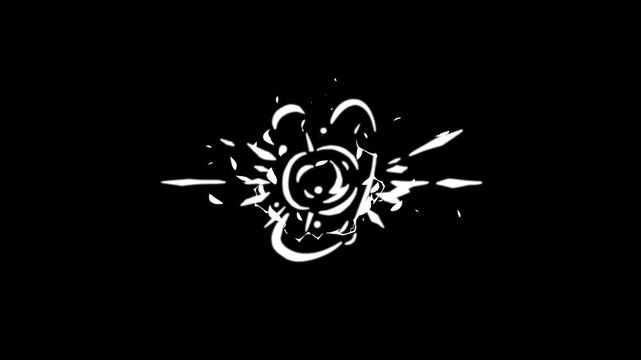 Explosive flash fx smoke burst, fire blast animation, glowing sparks energy burst, manga style cartoon, chroma key hand drawn motion graphics element, cartoon hand drawn bursts.