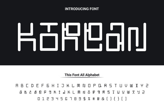 Korean Looks Font modern alphabet font, asian fonts style latin design