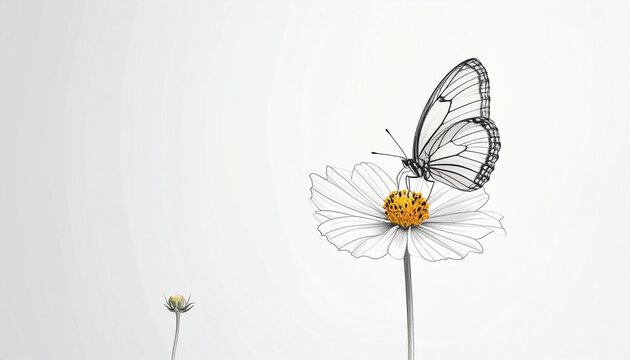 Butterfly on flower illustration