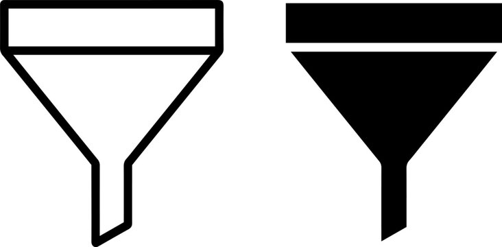 Funnel icon set, vector illustration of filter symbols