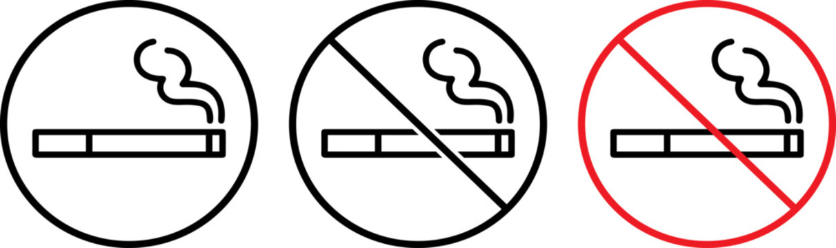 No smoking sign icons set, smoking allowed and prohibited symbols