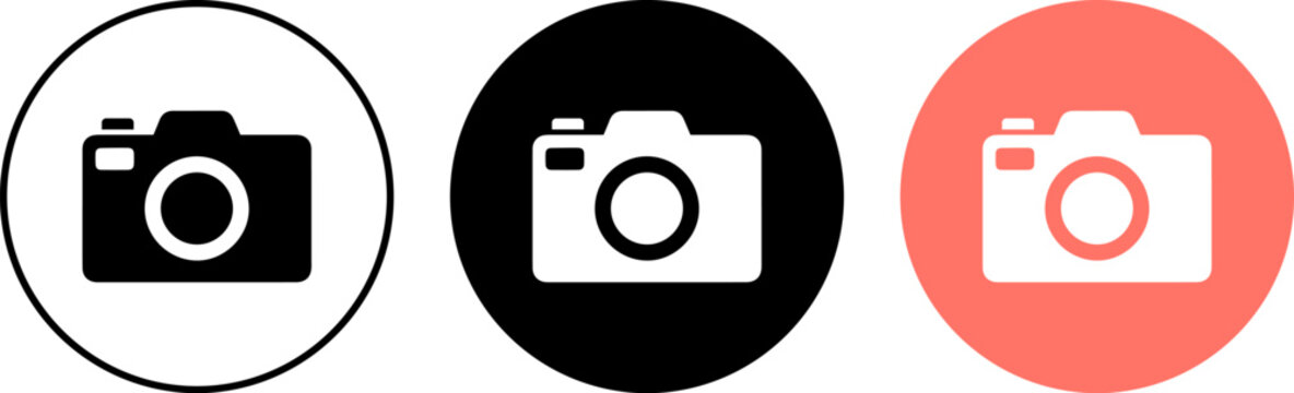 Set of camera icons in different styles