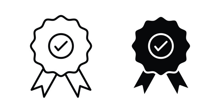 Quality certified badge icon line, outline and flat vector elements