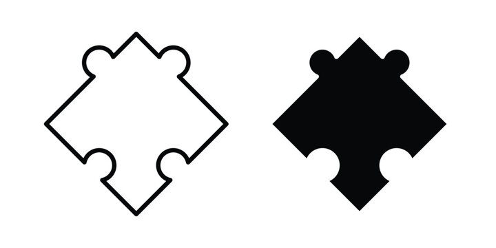 Puzzle compatible icon line, outline and flat vector elements